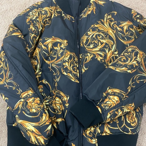 Men's Versace Couture Black and Gold Puffer Bomber Jacket